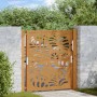 Puerta de jardín de acero desgastado diseño ondulado 105x105 cm