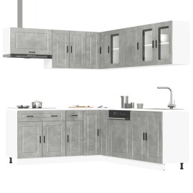 Mueble cocina Porto gris hormigón 11 pzas madera contrachapada von , Küchenschränke - Ref: Foro24-3314935, Preis: 716,11 €, R...