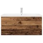 Mueble lavabo con lavabo integrado y grifo madera vieja