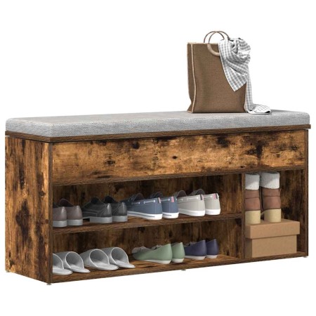 Banco zapatero madera de ingeniería roble ahumado 102x30,5x45cm von , Schuhregale und Schuhorganisatoren - Ref: Foro24-859140...
