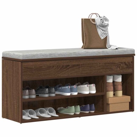 Banco zapatero madera de ingeniería marrón roble 102x30,5x45 cm by , Shoe racks and shoe organizers - Ref: Foro24-859142, Pri...