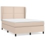 Cama box spring con colchón cuero sintético capuchino 140x190cm