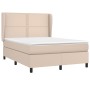 Cama box spring con colchón cuero sintético capuchino 140x190cm