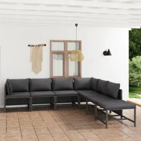 7-piece garden furniture set and gray synthetic rattan cushions by vidaXL, Garden sets - Ref: Foro24-3059764, Price: 342,39 €...