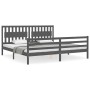 Gray solid wood bed frame with headboard 200x200 cm by vidaXL, Beds and slatted bases - Ref: Foro24-3194333, Price: 187,66 €,...