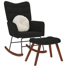Mecedora con taburete de terciopelo negro von , Schaukelstühle - Ref: Foro24-4016849, Preis: 129,77 €, Rabatt: %