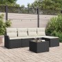 Conjunto de sofá de jardín con cojín 6 pcs Negro Poliratán