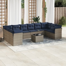 Set de sofás de jardín 11 pzas y cojines ratán sintético gris von , Gartensets - Ref: Foro24-3250050, Preis: 798,56 €, Rabatt: %