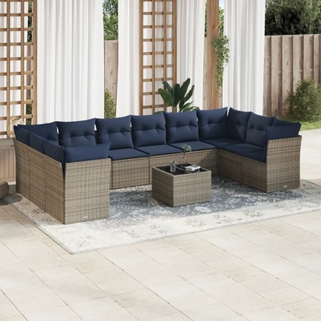 Set de sofás de jardín 11 pzas y cojines ratán sintético gris von , Gartensets - Ref: Foro24-3250050, Preis: 798,56 €, Rabatt: %