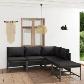 5-teiliges Gartenmöbel-Set und graue synthetische Rattankissen von vidaXL, Gartensets - Ref: Foro24-3059754, Preis: 267,93 €,...