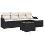Conjunto de sofá de jardín con cojín 6 pcs Negro Poliratán