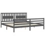 Gray solid wood bed frame with headboard 200x200 cm by vidaXL, Beds and slatted bases - Ref: Foro24-3194333, Price: 187,66 €,...