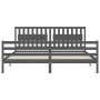 Gray solid wood bed frame with headboard 200x200 cm by vidaXL, Beds and slatted bases - Ref: Foro24-3194333, Price: 187,66 €,...
