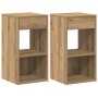 Mesillas de noche con cajón 2 uds roble artesanal 35x34x66,5 cm by , Nightstands - Ref: Foro24-858730, Price: 78,47 €, Discou...