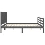 Gray solid wood bed frame with headboard 200x200 cm by vidaXL, Beds and slatted bases - Ref: Foro24-3194333, Price: 187,66 €,...