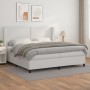 Cama box spring con colchón cuero sintético blanco 200x200 cm