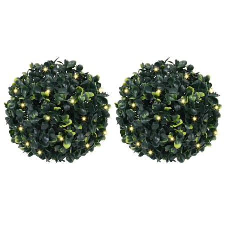 Bolas de boj artificial con luces LED 2 unidades 22 cm by , artificial flora - Ref: Foro24-3335895, Price: 40,22 €, Discount: %