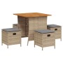 Set comedor de jardín 5 pzas con cojines ratán sintético beige von , Gartensets - Ref: Foro24-365423, Preis: 232,88 €, Rabatt: %