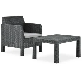 2-piece garden furniture set with anthracite gray rattan PP cushion by vidaXL, Garden sets - Ref: Foro24-315641, Price: 105,6...