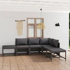 Set von Gartenmöbeln 6 Stück und Kissen synthetischen Rattan grau von vidaXL, Gartensets - Ref: Foro24-3059762, Preis: 286,42...