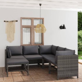 6-piece garden furniture set with gray synthetic rattan cushions by vidaXL, Garden sets - Ref: Foro24-3059760, Price: 470,87 ...