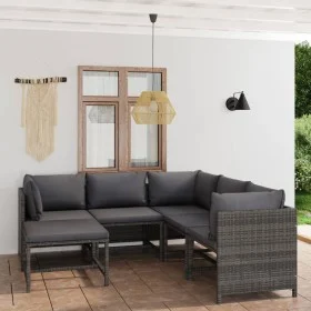 6-piece garden furniture set with gray synthetic rattan cushions by vidaXL, Garden sets - Ref: Foro24-3059760, Price: 470,27 ...
