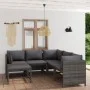 Set von Gartenmöbeln 6 Stück und Kissen synthetischen Rattan grau von vidaXL, Gartensets - Ref: Foro24-3059760, Preis: 470,27...