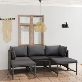 5-piece garden furniture set and gray synthetic rattan cushions by vidaXL, Garden sets - Ref: Foro24-3059752, Price: 359,15 €...