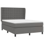 Cama box spring con colchón cuero sintético gris 140x190 cm