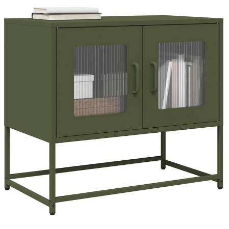 Mueble de TV acero laminado en frío verde oliva 68x39x60,5 cm by , TV Furniture - Ref: Foro24-853336, Price: 73,37 €, Discoun...