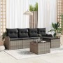 Conjunto de sofá de jardín con cojín 6 pcs Gris Poliratán
