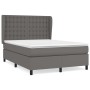 Cama box spring con colchón cuero sintético gris 140x200 cm