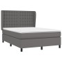 Cama box spring con colchón cuero sintético gris 140x200 cm
