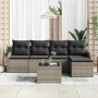 Conjunto de sofá de jardín con cojín 6 pcs Gris Poliratán