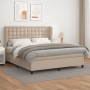 Cama box spring con colchón cuero sintético capuchino 160x200cm
