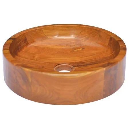 Solid teak wood washbasin Φ40x10 cm by vidaXL, Sinks - Ref: Foro24-326159, Price: 122,63 €, Discount: %