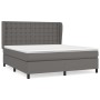 Cama box spring con colchón cuero sintético gris 180x200 cm