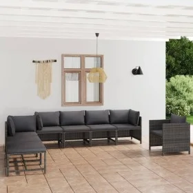 Garden furniture set 8 pieces and gray synthetic rattan cushions by vidaXL, Garden sets - Ref: Foro24-3059769, Price: 432,19 ...
