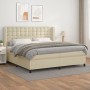 Cama box spring con colchón cuero sintético crema 200x200 cm