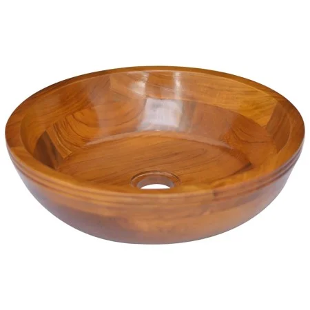 Solid teak wood washbasin Φ40x10 cm by vidaXL, Sinks - Ref: Foro24-326160, Price: 99,11 €, Discount: %