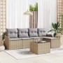 Conjunto de sofá de jardín con cojín 6 pcs Beige Poliratán