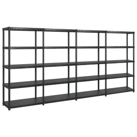 Storage shelves 5 levels black plastic 366x45.7x185 cm by vidaXL, Industrial shelving - Ref: Foro24-3059862, Price: 309,75 €,...