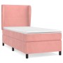 Cama box spring con colchón terciopelo rosa 90x190 cm