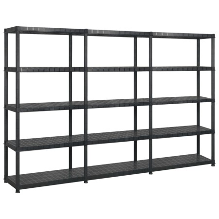 Lagerregale 5 Ebenen aus schwarzem Kunststoff 255x40x185cm von vidaXL, Industrieregale - Ref: Foro24-3059857, Preis: 201,17 €...