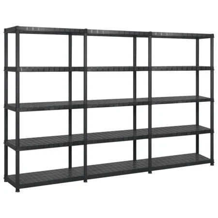 Storage shelves 5 levels black plastic 255x40x185cm by vidaXL, Industrial shelving - Ref: Foro24-3059857, Price: 198,39 €, Di...