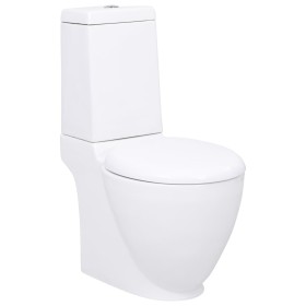 Inodoro WC redondo de cerámica flujo hacia abajo blanco by vidaXL, Bathrooms - Ref: Foro24-3059888, Price: 223,80 €, Discount: %