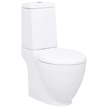 Inodoro WC redondo de cerámica flujo hacia abajo blanco by vidaXL, Bathrooms - Ref: Foro24-3059888, Price: 230,05 €, Discount: %