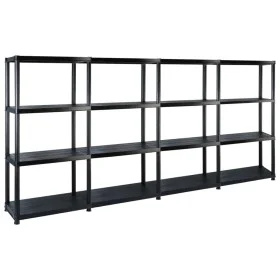 Storage shelves 4 levels black plastic 244x30.5x130 cm by vidaXL, Industrial shelving - Ref: Foro24-3059859, Price: 111,53 €,...