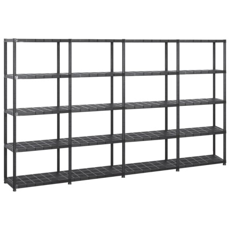 Lagerregale 5 Ebenen aus schwarzem Kunststoff 284x38x170cm von vidaXL, Industrieregale - Ref: Foro24-3059860, Preis: 198,83 €...