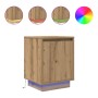 Mesilla de noche con luces LED roble artesanal 38x34x50 cm by , Nightstands - Ref: Foro24-861281, Price: 45,24 €, Discount: %